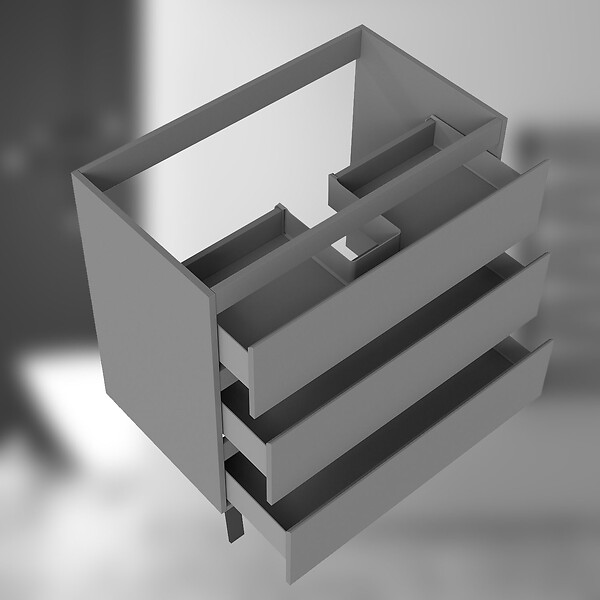 AICA SANITAIRE - AICA Meuble de Salle de Bain 80cm avec 3 tiroirs + 2 Pieds, Meuble sans vasque, Anthracite - large