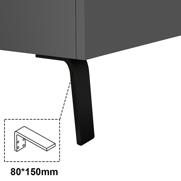 AICA SANITAIRE - AICA Meuble de Salle de Bain 80cm avec 3 tiroirs + 2 Pieds, Meuble sans vasque, Anthracite - large