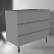 AICA SANITAIRE - AICA Meuble de Salle de Bain 100cm avec 3 tiroirs + 2 Pieds, Meuble sans vasque, Anthracite - vignette