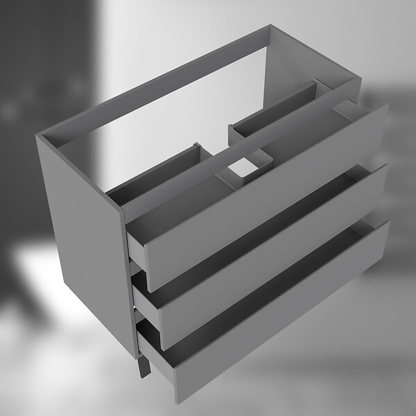 AICA SANITAIRE - AICA Meuble de Salle de Bain 100cm avec 3 tiroirs + 2 Pieds, Meuble sans vasque, Anthracite - large