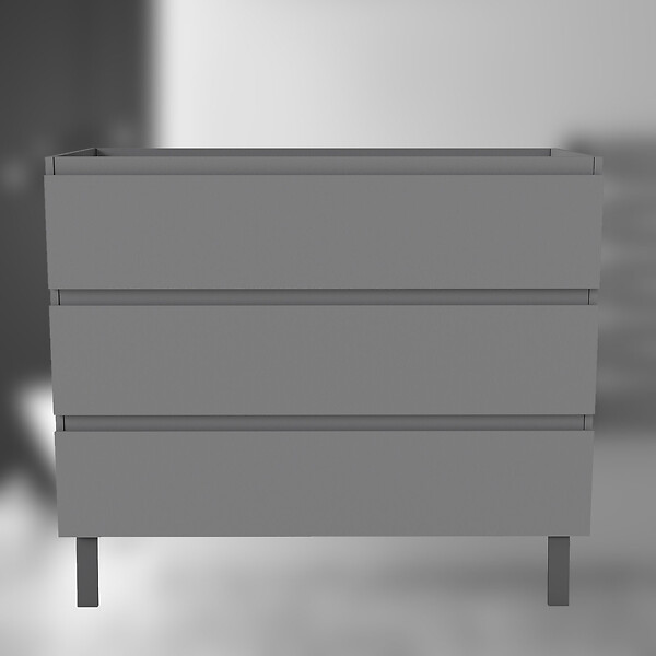 AICA SANITAIRE - AICA Meuble de Salle de Bain 100cm avec 3 tiroirs + 2 Pieds, Meuble sans vasque, Anthracite - large