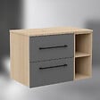 AICA SANITAIRE - AICA Meuble de Salle de Bain  suspendu, 2 Tiroirs + Rangements Ouverts, 80x46x52cm, Chêne + Anthracite, Sans Compter Vasque - vignette