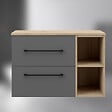 AICA SANITAIRE - AICA Meuble de Salle de Bain  suspendu, 2 Tiroirs + Rangements Ouverts, 80x46x52cm, Chêne + Anthracite, Sans Compter Vasque - vignette