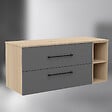 AICA SANITAIRE - AICA Meuble de Salle de Bain suspendu, 2 Tiroirs + Rangements Ouverts, 120x46x52cm, Chêne + Anthracite, Sans Compter Vasque - vignette
