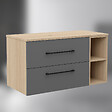 AICA SANITAIRE - AICA Meuble de Salle de Bain suspendu, 2 Tiroirs + Rangements Ouverts, 100x46x52cm, Chêne + Anthracite, Sans Compter Vasque - vignette