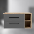 AICA SANITAIRE - AICA Meuble de Salle de Bain suspendu, 2 Tiroirs + Rangements Ouverts, 100x46x52cm, Chêne + Anthracite, Sans Compter Vasque - vignette