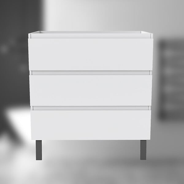 AICA SANITAIRE - AICA Meuble de Salle de Bain 80cm avec 3 tiroirs + 2 Pieds, Meuble sans vasque, Blanc - large