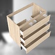 AICA SANITAIRE - AICA Meuble de Salle de Bain 80cm avec 3 tiroirs + 2 Pieds, Meuble sans vasque, Chêne - vignette