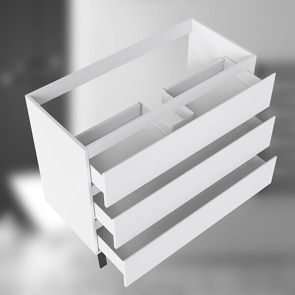 AICA SANITAIRE - AICA Meuble de Salle de Bain 100cm avec 3 tiroirs + 2 Pieds, Meuble sans vasque, Blanc - large