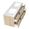 AICA SANITAIRE - Aica Meuble de salle de bain suspendu 120 cm Chêne + 4 tiroirs, avec Vasque + Miroir LED - vignette