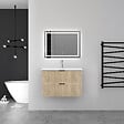 AICA SANITAIRE - Aica Meuble de salle de bain suspendu 60 cm Chêne + 2 tiroirs, avec Vasque + Miroir LED - vignette