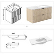 AICA SANITAIRE - Aica Meuble de salle de bain suspendu 100 cm Chêne + 2 tiroirs, avec Vasque + Miroir LED - vignette