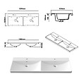 AICA SANITAIRE - AICA Ensemble Meuble Salle de Bain Brillant Suspendu 120cm, Blanc + Chêne, Meuble 4 tiroirs + Lavabo + Miroir LED - vignette