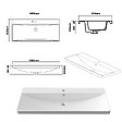 AICA SANITAIRE - AICA Ensemble Meuble Salle de Bain Brillant Suspendu 100cm, Blanc + Chêne, Meuble 2 tiroirs + Lavabo + Miroir LED + 2Colonne - vignette