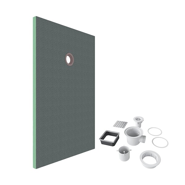 AICA SANITAIRE - Pack de 2 receveur de douche prêt à carreler - 140x80x4 cm - Avec kit de bonde complet - En polystyrène extrudé, recoupable sur mesure, rectangulaire - large