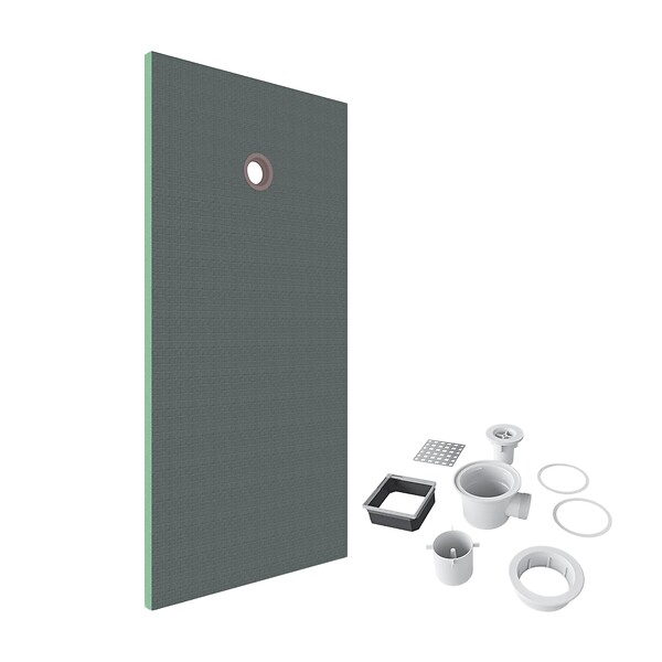 AICA SANITAIRE - Pack de 2 receveur de douche prêt à carreler - 140x90x4 cm - Avec kit de bonde complet - En polystyrène extrudé, recoupable sur mesure, rectangulaire - large