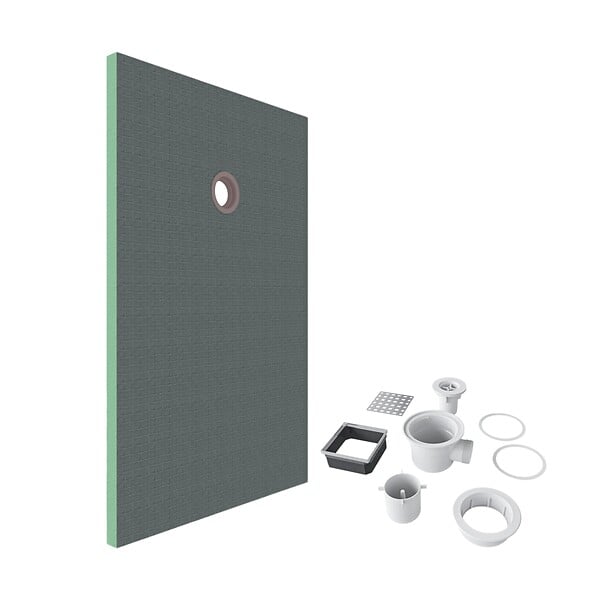 AICA SANITAIRE - Pack de 2 receveur de douche prêt à carreler - 120x80x4 cm - Avec kit de bonde complet - En polystyrène extrudé, recoupable sur mesure, rectangulaire - large