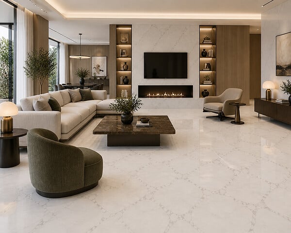 PROTOCOLE HOME - SPC Plaque décorative effet Marbre Carrara MAT 260x122 cm - Panneau mural et sol SPC-201 - large
