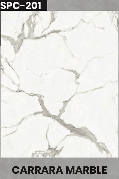 PROTOCOLE HOME - SPC Plaque décorative effet Marbre Carrara MAT 260x122 cm - Panneau mural et sol SPC-201 - large