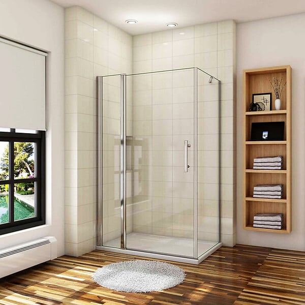 AICA SANITAIRE - Aica Cabine De Douche 130x70x195cm - Profil de porte et élément H.197cm - Porte De Douche Pivotante Avec 1 Élément Fixe Et Une Paroi Latérale - large
