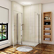 AICA SANITAIRE - Aica Cabine De Douche 130x70x195cm - Profil de porte et élément H.197cm - Porte De Douche Pivotante Avec 1 Élément Fixe Et Une Paroi Latérale - vignette