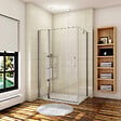 AICA SANITAIRE - Aica Cabine De Douche 110x70x195cm - Profil de porte et élément H.197cm - Porte De Douche Pivotante Avec 1 Élément Fixe Et Une Paroi Latérale - vignette