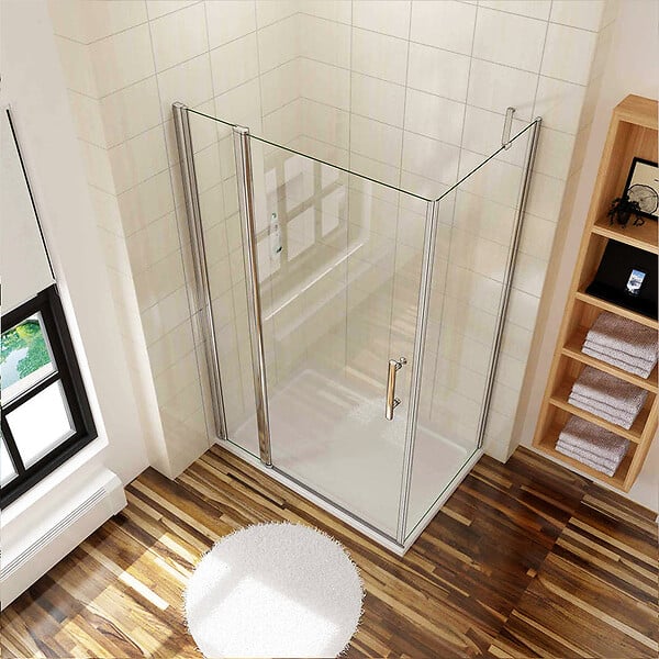 AICA SANITAIRE - Aica Cabine De Douche 110x70x195cm - Profil de porte et élément H.197cm - Porte De Douche Pivotante Avec 1 Élément Fixe Et Une Paroi Latérale - large