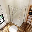 AICA SANITAIRE - Aica Cabine De Douche 110x70x195cm - Profil de porte et élément H.197cm - Porte De Douche Pivotante Avec 1 Élément Fixe Et Une Paroi Latérale - vignette