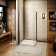 AICA SANITAIRE - Aica Cabine de douche pivotante 90x70x195cm - profil de porte H.197cm -  verre anticalcaire avec paroi latérale et barre de fixation - vignette