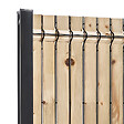 EASY CLOTURE - Kit complet grillage rigide gris anthracite L 20m fil 4/5mm 1m98 avec sous bassement béton occultant bois Méleze - vignette