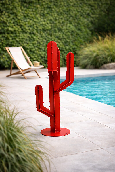PROTOCOLE HOME - Cactus décoratif extérieur en acier 2 mm - sculpture design jardin et terrasse - large