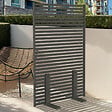 ID MARKET - Paravent extérieur ajouré claustra décoratif 80 x 150 cm persiennes horizontales métal gris anthracite - vignette