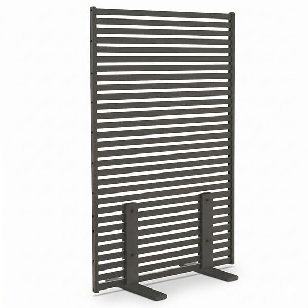 ID MARKET - Paravent extérieur ajouré claustra décoratif 80 x 150 cm persiennes horizontales métal gris anthracite - large