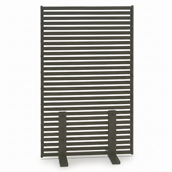 ID MARKET - Paravent extérieur ajouré claustra décoratif 80 x 150 cm persiennes horizontales métal gris anthracite - large