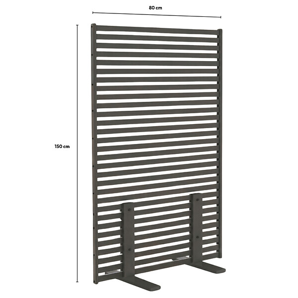 ID MARKET - Paravent extérieur ajouré claustra décoratif 80 x 150 cm persiennes horizontales métal gris anthracite - large