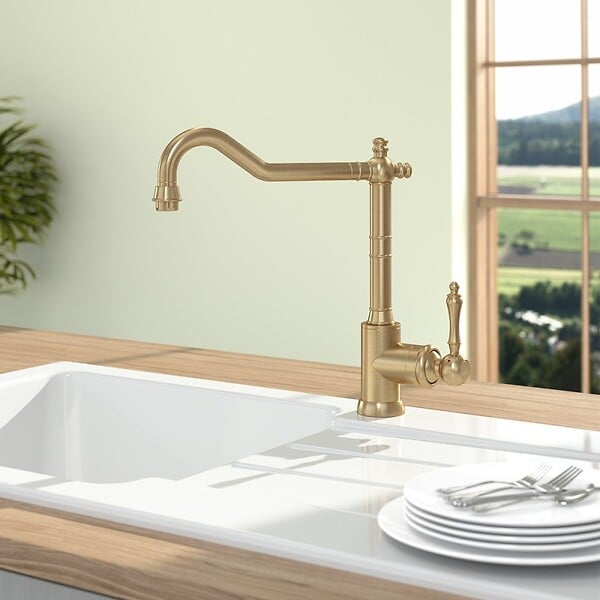 VILLEROY ET BOCH - Robinet cuisine  Avia 2.0 Or mat + nettoyant - large