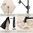 TECTAKE - Parasol à pied central déporté pivotant 360° en polyester beige led solaire 3,5x3,5 m - vignette