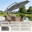 TECTAKE - Parasol à pied central pivotant 360° en acier gris grande taille 3 5 x 3 5 m toile polyester - vignette