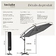 TECTAKE - Parasol à pied central pivotant 360° en acier gris grande taille 3 5 x 3 5 m toile polyester - vignette
