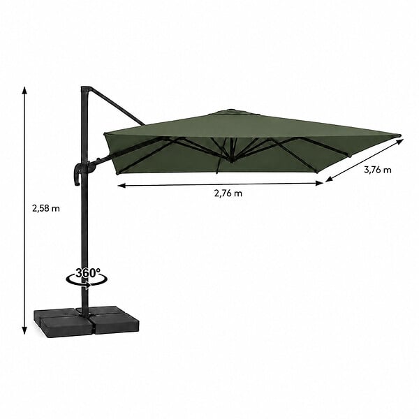 CONCEPT USINE - Parasol rectangulaire 3x4 déporté rotatif vert en aluminium CEZIR - large