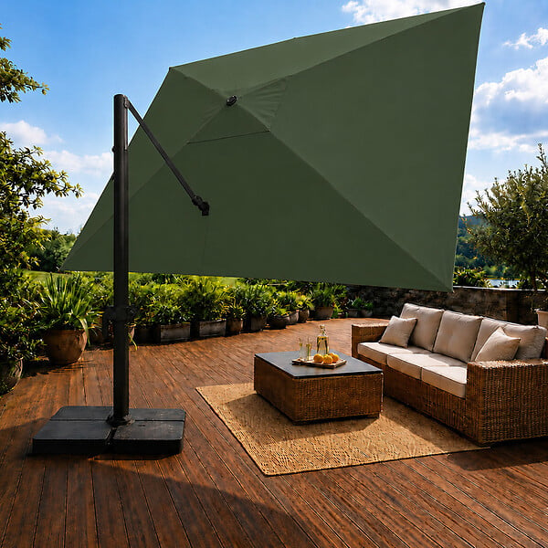 CONCEPT USINE - Parasol rectangulaire 3x4 déporté rotatif vert en aluminium CEZIR - large