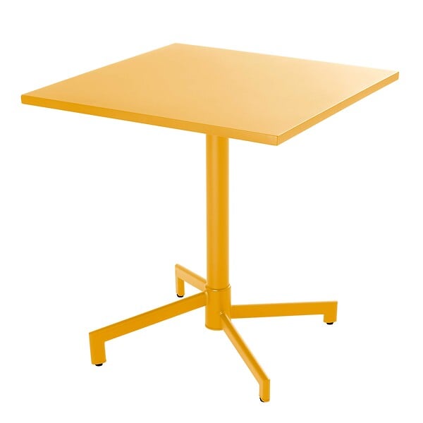 OVIALA - Ensemble table 70 cm et 2 chaises de jardin en métal jaune - Palavas - large