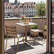 OVIALA - Ensemble table 70 cm et 2 chaises de jardin en métal taupe - Palavas - vignette
