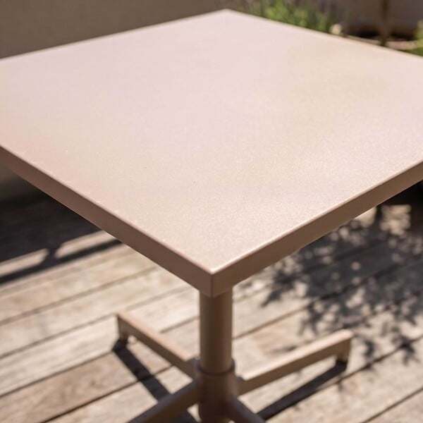 OVIALA - Ensemble table 70 cm et 2 chaises de jardin en métal taupe - Palavas - large