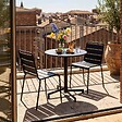 OVIALA - Ensemble table de jardin et 2 chaises en métal noir - Palavas - vignette