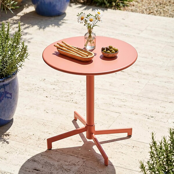 OVIALA - Ensemble table de jardin et 2 chaises en métal argile - Palavas - large