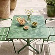 OVIALA - Ensemble table 70 cm et 2 fauteuils de jardin en métal vert cactus - Palavas - vignette