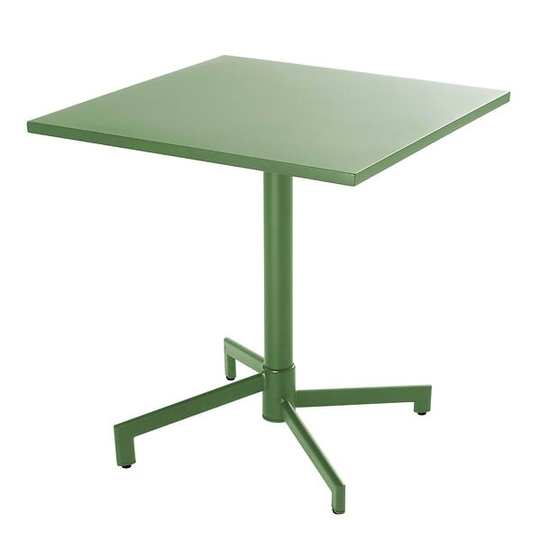 OVIALA - Ensemble table 70 cm et 2 fauteuils de jardin en métal vert cactus - Palavas - large