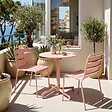 OVIALA - Ensemble table de jardin et 2 chaises en métal rose poudré - Palavas - vignette