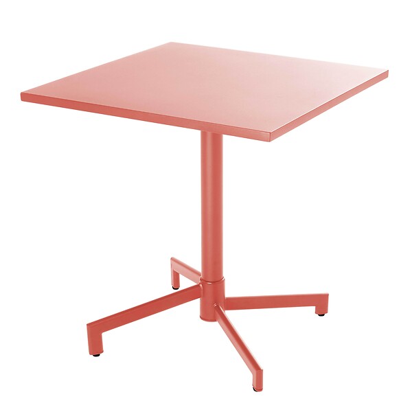 OVIALA - Ensemble table 70 cm et 2 chaises de jardin en métal argile - Palavas - large